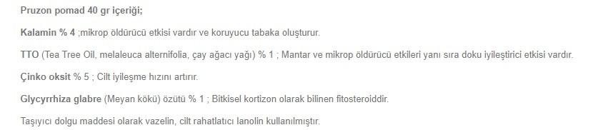 Pruzon Krem İcerigi