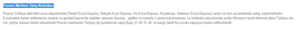 Pruzon Merhem Satış Noktaları