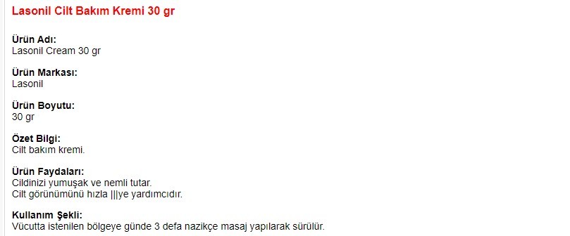 Lasonil Morluk Kremi