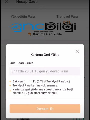 Trendyol Cuzdanim Bakiyesini Kredi Kartina Aktarma