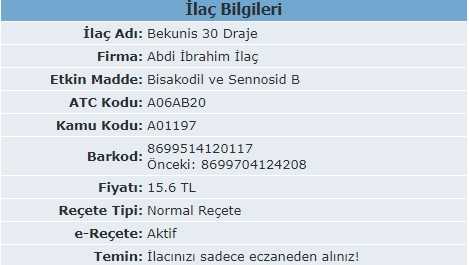 Bekunis Bitkisel Kabizlik ilaci nedir