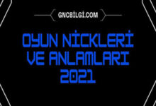 Oyun Nickleri ve Anlamlari 2021 Sekilli ve Turkce