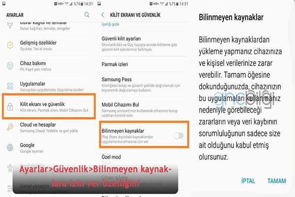 Play Store Harici Uygulama Yukleme izin