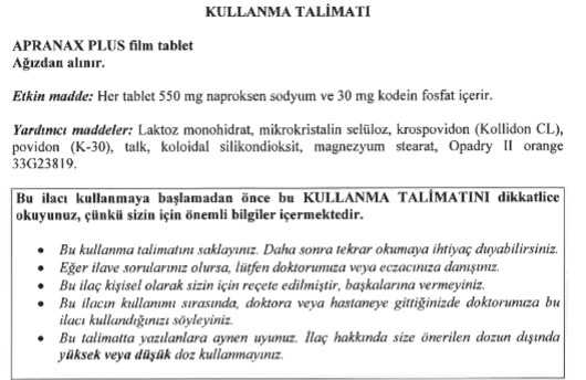 Apranax Plus kullanma talimati