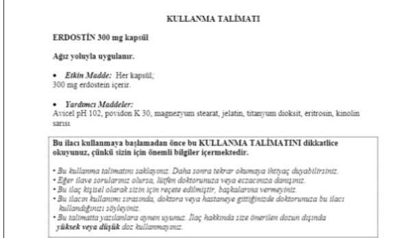 Erdostin kullanma talimati