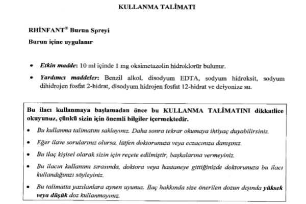 Rhinfant kullanma talimati