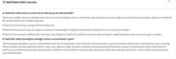 Vodafone Taahhut Bitis Tarihi