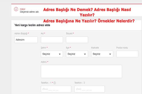 Adres Basligi Ne Demek