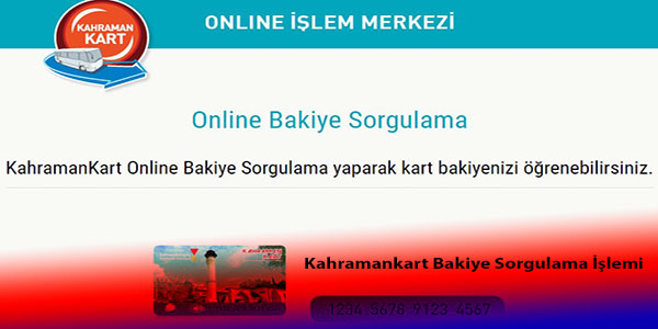 Kahramankart Bakiye Sorgulama Islemi
