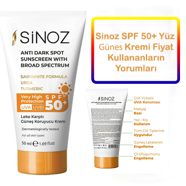Sinoz SPF 50 Yuz Gunes Kremi