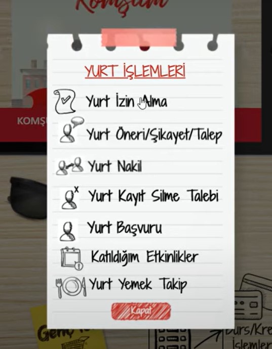 KYK Izin Alma Islemi
