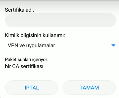 Android Wifi Sertifika yükle