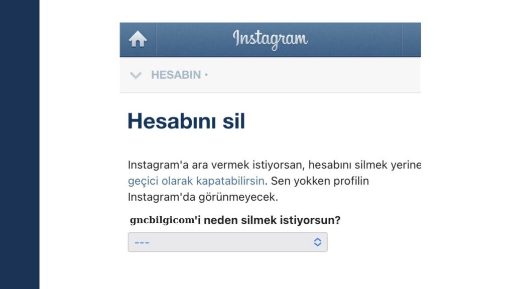 Instagram Hesap Sil