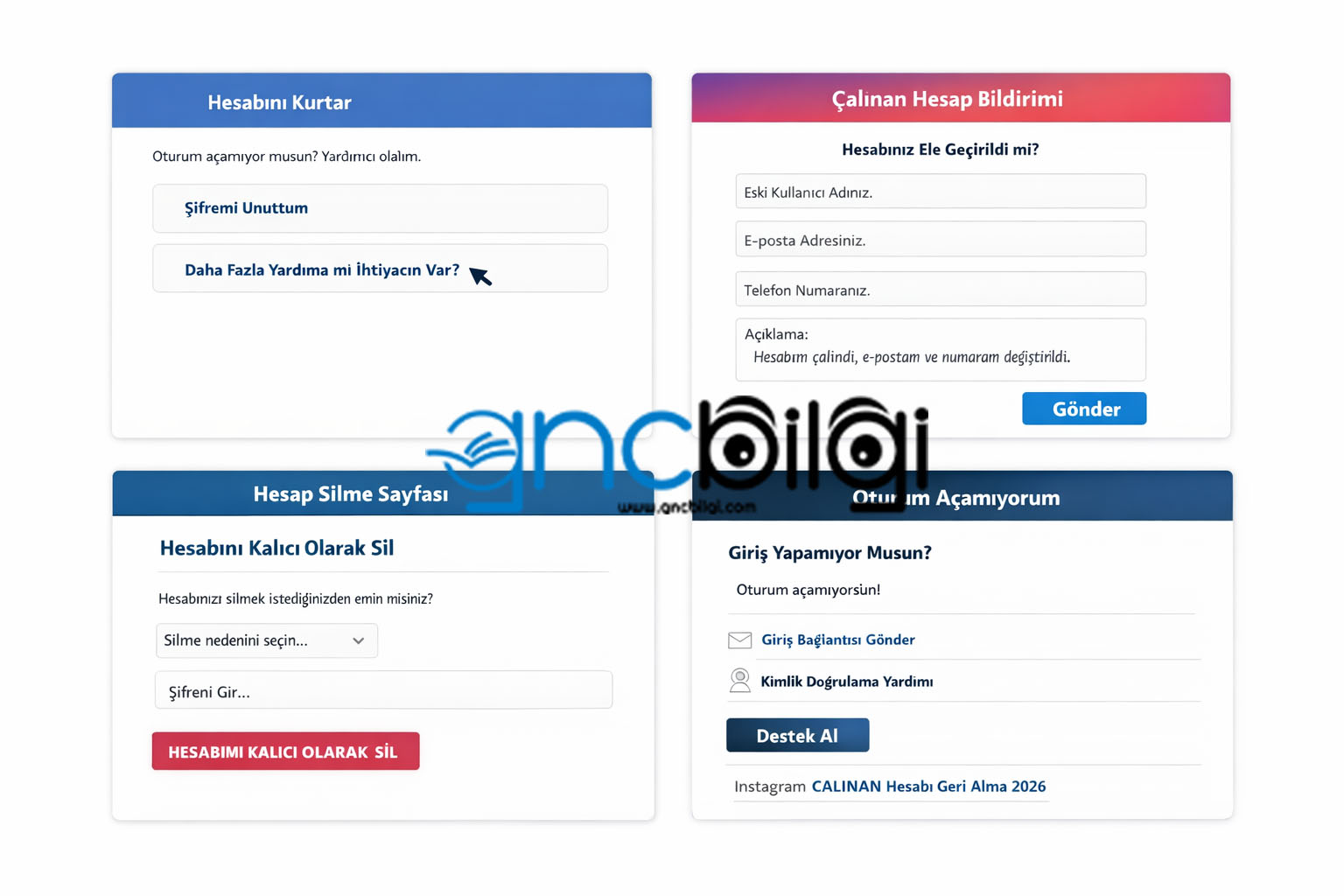 instagram calinan Hesabi Kapatma Linki