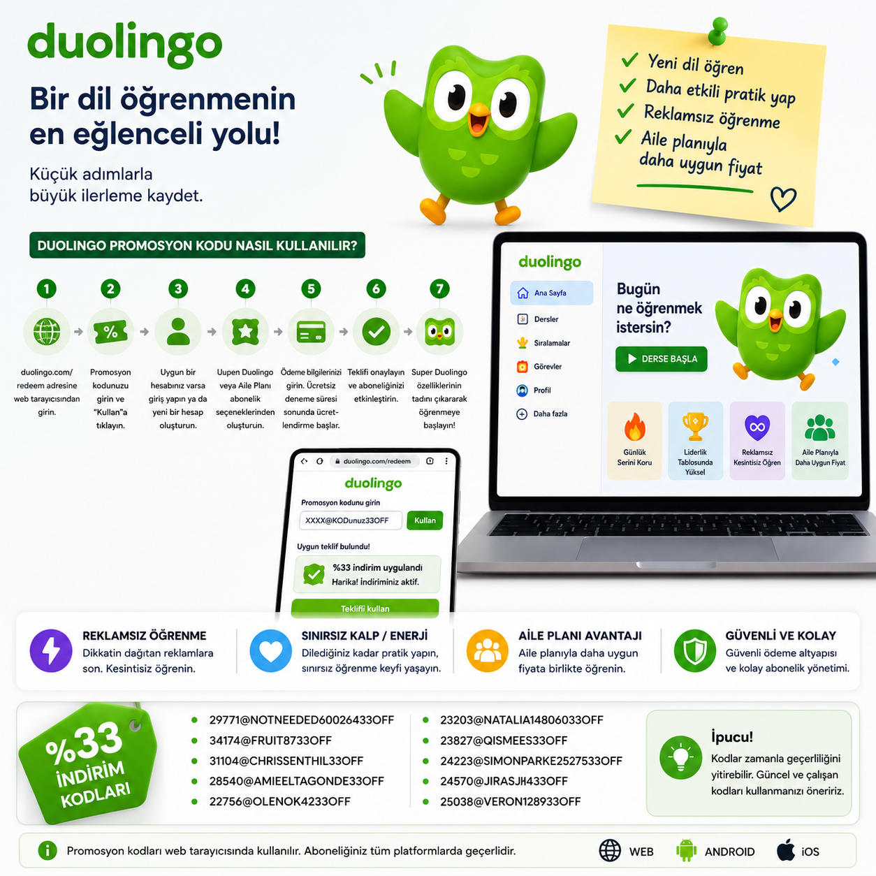 Duolingo Promosyon Kodu Ücretsiz Kullanım Sağlıyor mu